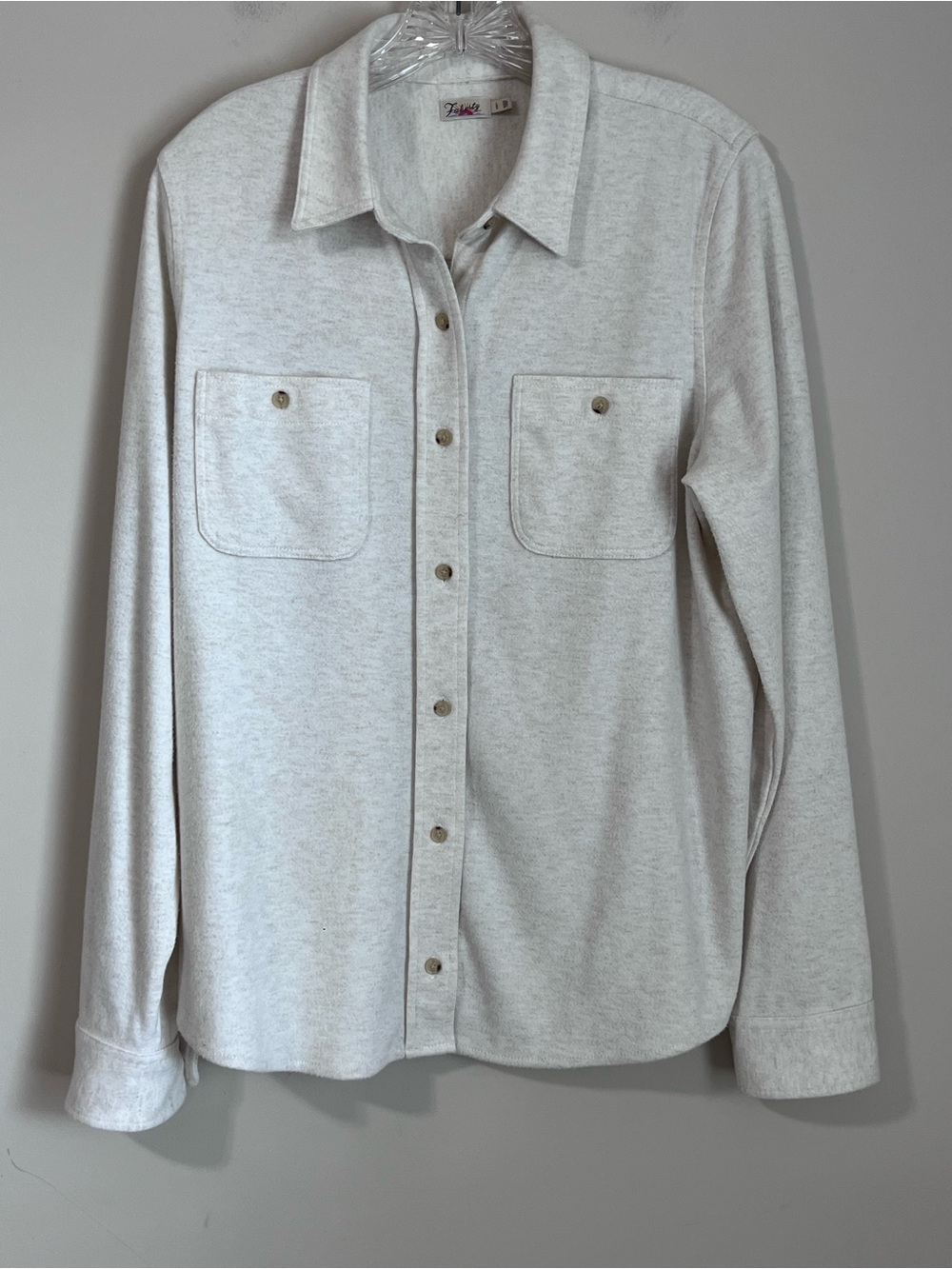 Faherty Legend Sweater Shirt Womens L Cream Long Sleeve Button Up Soft Knit